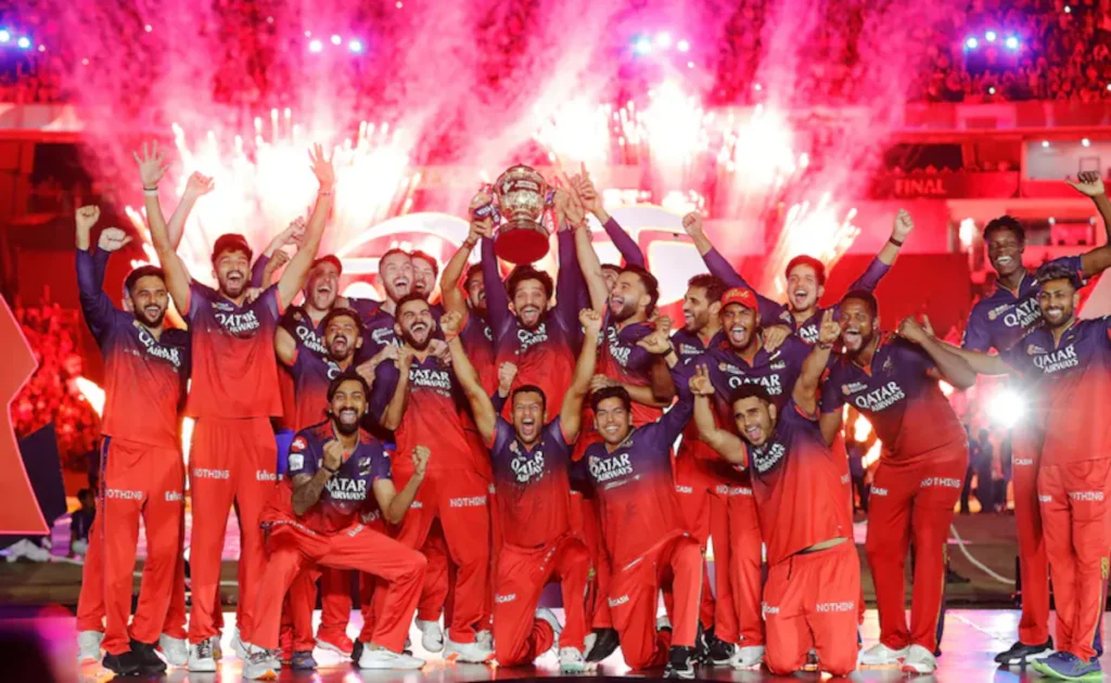 IPL 2025 trophy and winning team RCB